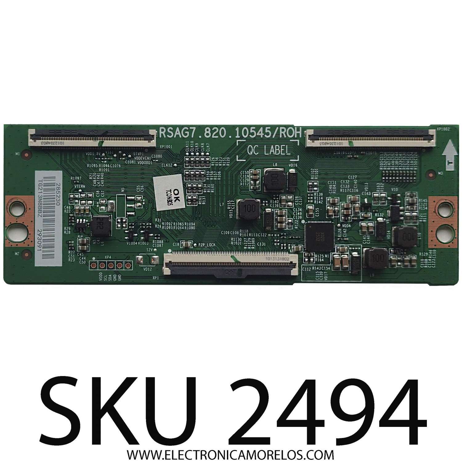 T-CON PARA TV TOSHIBA / NUMERO DE PARTE 285230 / RSAG7.820.10545/ROH / 293091 / PANEL'S HD425Y1U71-T0L2K2\GM\CKD3A\ROH / HD425Y1U71-T0L2K2\S2\GM\ROH / DISPLAY HV430QUB-F70 / MODELO 43C350KU